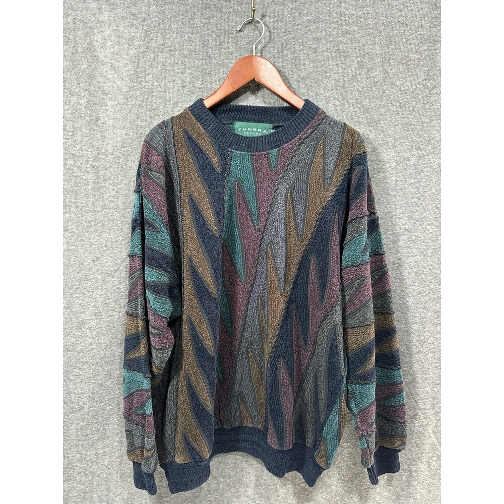 Vintage TUNDRA Canada Coogi Style 3D Knit Cosby Pullover Sweater Men’s Size XL